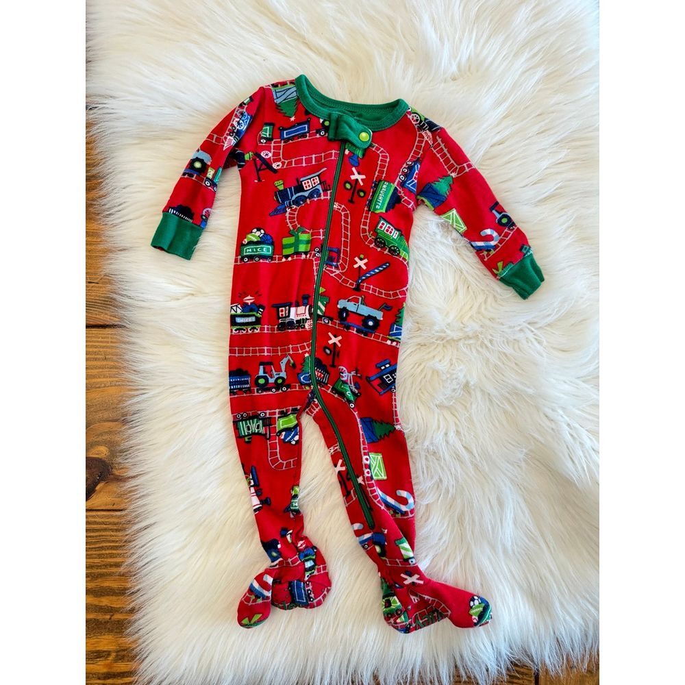 Hatley Christmas Train Pajamas 0-3m euc‎